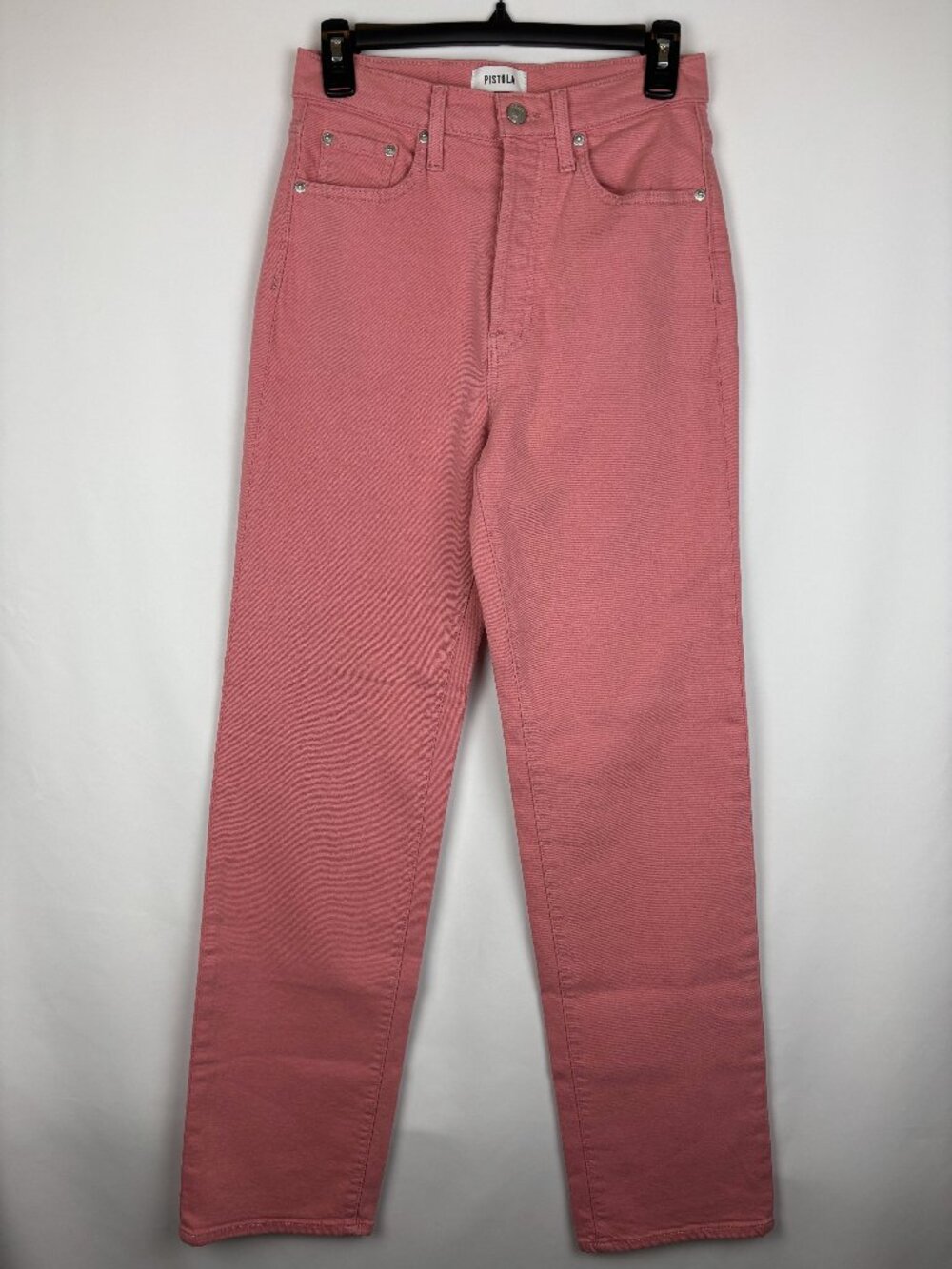27 Pistola Cassie Super High Rise Straight Jeans Pink Cotton Denim Soft Timeless